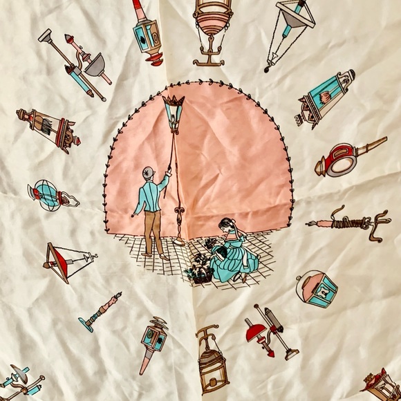 Vintage Coach Lantern Street Light Pure Silk Scarf Hand Screened Hand Rolled - Picture 2 of 9